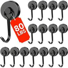 4pcs Magnetic Hooks, 80Lbs+ Strong Magnet Hooks For Cruise Cabins, Powerful Neodymium Magnets With Hooks For Hanging, Swivel Swing Black Magnetic Hooks For Fridge, Whiteboard, Kitchen, Toolbox - A - View 9