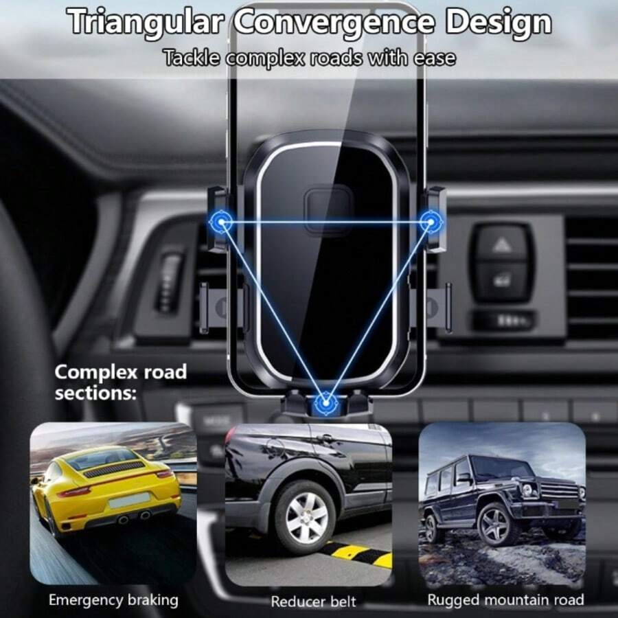 Adjustable Car Phone Holder, Dashboard Air Vent Mount Holder, Suction Cup/Hook Type Holder, Fits 4-7 Inch Smartphones - Multicolor - View 1