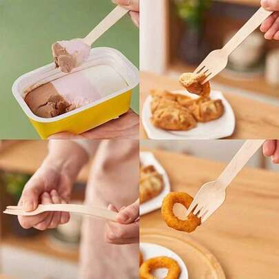 Juego de 300/150/100/75 piezas de utensilios de madera de albaricoque para tartas, juego de cucharas y tenedores para ensalada, adecuado para fiestas, eventos al aire libre, restaurantes, hogar, bodas, cubertería de cocina