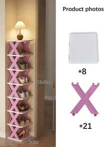 2-9层窄鞋架，升级版鞋子收纳架，紧凑型独立式鞋架，节省空间的DIY鞋子收纳架，适用于玄关和衣橱，适合美国尺码9-10，易于组装，结构稳固，黑白配色，家居装饰，秋季装饰 - 彩色 - 查看 20