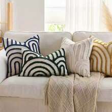 Vỏ gối vuông trang trí phong cách Bohemian bằng vải chenille, vỏ đệm - Xám - Xem 2