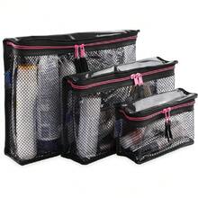 Set Of 3 Waterproof Cosmetic Bags – Different Sizes | Makeup Case, Travel Toiletry Bag, Diaper And Medicine Organizer | Black With Fuchsia – Containers By Aline, 42653585 - 淺灰色 - 查看 2