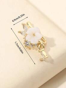 1pc Gold-Plated Stone-Studded Nose Clip Without Piercing For Women, Daily Wear Nose Accessory - Multicolor - View 4