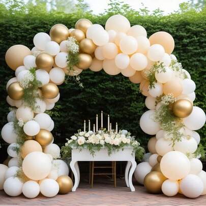 White Gold Balloons Arch Kit, 139 Pcs Sand White Nude Balloons Arch, White Gold Beige Balloons Arch For Boho Wedding, Birthday Party Decoration, Anniversary, Engagement Party Decorations, Gender Revea