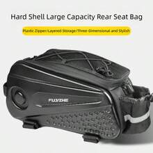 8.6L EVA Hard Shell Bicycle Rear Rack Bag, Electric Bike Saddle Bag, Cross-Border Cycling Tail Bag With Reflective Strips And Shoulder Strap - Black - View 10