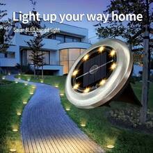 1/4 piezas Luces solares de acero inoxidable con 8 LED, luces de camino con encendido/apagado automático solar, seleccionables en cálido/blanco/color, luces de ambiente para jardín y fiesta, panel solar recargable, batería recargable incorporada, para jardín, patio, entrada, césped, escaleras, camino, iluminación de jardín, iluminación de entrada, iluminación de diseño elegante, iluminación decorativa navideña, regalo de decoración de jardín exterior - 8 LED - Ver 13
