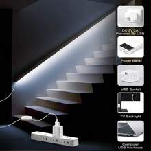1pc COB Light Strip, 5V Low Voltage USB Powered, Compatible With Power Bank, Laptop, USB Power Adapter. Equipped With 501 On/Off Switch, No Need To Repeatedly Plug And Unplug, Control Light Switch Anytime. - 彩色 - 查看 11