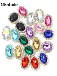 10/30/50pcs Multi-Color Teardrop Rhinestones, Gold Metal Base, Shiny Acrylic Gems, Suitable For DIY Crafts, Clothing And Wedding Decorations - Multicolor - View 13