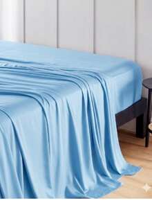 Hotel Quality Luxury Flat Sheet – Wrinkle-Free Solid Blue Bedding - Baby Blue - View 4