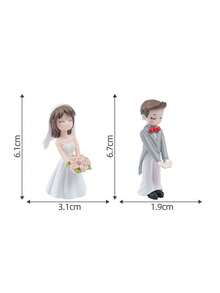 1 Set Resin Couple Figurine Miniature Ornament, Hand-In-Hand Garden Sculpture For Valentine's Day, Wedding Ceremony, Photography Prop, Bouquet Couple Miniature Plastic Decor - Multiple Styles - View 7