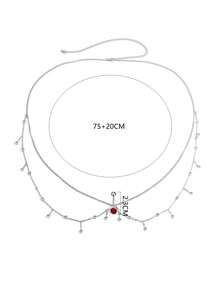 1 chiếc dây đeo rốn hình hoa, giọt nước, bướm đính đá Zirconia bằng đồng, dây đeo eo tua rua đính đá lấp lánh gợi cảm kiểu bãi biển, thích hợp để đeo hàng ngày. - Bạc - Xem 6