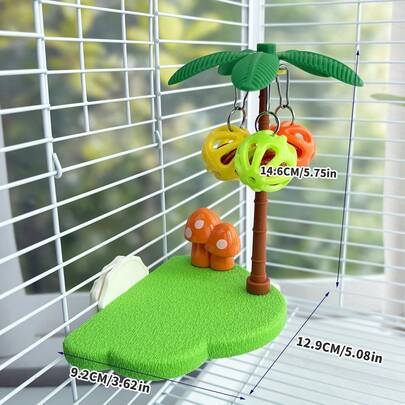 Parrot Toy With Bell Ball, Chewing Toy For Parrot Cage Decoration, Perch Stand