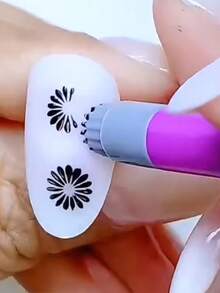 6件套花朵造型美甲印章笔套装（雏菊/蝴蝶/玫瑰/花瓣美甲彩绘笔）DIY专业美甲工具 - 藍色 - 查看 4