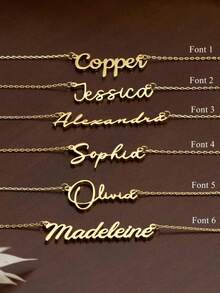 1 Stück personalisierte [Kundenname] Damenkette, Edelstahl Schmuck, Damenkette, Damenschmuck, minimalistisches Geschenk, geeignet für den Alltag und festliche Anlässe, geeignet als Jahrestags- oder Geburtstagsgeschenk für die Freundin, Valentinstag Geschenk, Ramadan, Eid Al-Fitr, Geburtstag Geschenk, Jahrestags Geschenk, St. Peter's Park Feiertags Geschenk, Muttertags Geschenk für Mama, personalisiertes Kundengeschenk - Verschiedenfarbig - Übersicht 2
