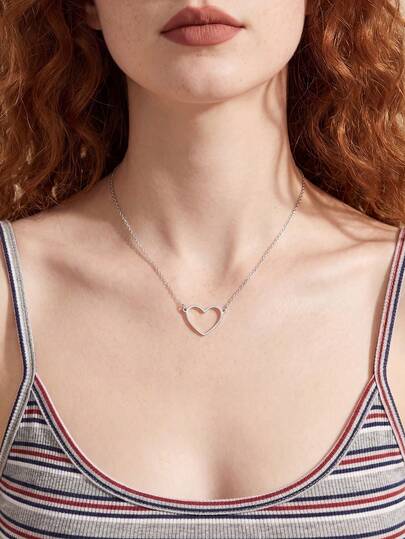 1pc Elegant Hollow Heart Necklace, S925 Sterling Silver Necklace With Zirconia Stones, Exquisite Jewelry Gift For Women, Suitable For Party, Ball, And Daily Wear