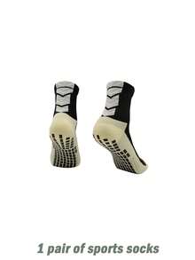 男士足球/运动袜，中筒长度，防滑点状毛巾底，透气，适合跑步、篮球、训练、运动，速干 - 彩色 - 查看 5