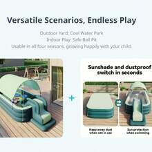 Piscina inflable de verano para adultos, para fiestas familiares, al aire libre, con tobogán colgante - Verde - Ver 7