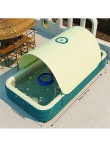 Piscina inflable de verano para adultos, para fiestas familiares, al aire libre, con tobogán colgante - Verde - Ver 11