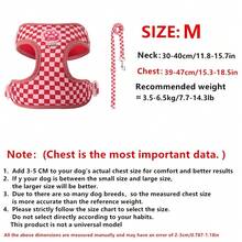 Red Plaid Dog Harness & Leash Set, Adorable Paw Print Decor Pet Vest With Matching Leash, Soft & Breathable Suitable For Small To Medium Dogs Walking Supplies - Red - View 10