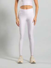 FITNATION Leggings Set With Waistband Pocket + Longline Cropped Top In Micro-Ribbed Fabric With SHINE And HIGH Elasticity And Support. - Lilac Purple - View 3