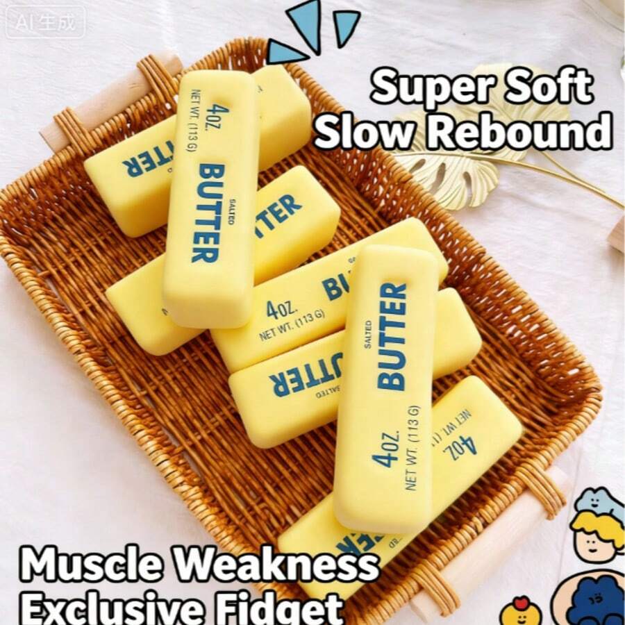 Super Moisturizing Soft Slow Rebound Butter Stick, Massage Music, Student Desk Toy, Stress Relief, Finger Toy - Yellow - View 1