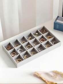 1/9pcs Velvet Jewelry Display Tray Large Capacity Organizer Independent Compartment Holder Multi-Slot Storage Box Minimalist Necklace Bracelet Ring Earring Pendant Case Luxury Gift Set - Multicolor - View 20