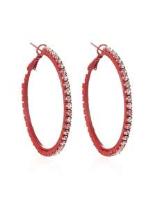 1 Pair Classic Elegant Black Hoop Earrings Women, Everyday Wear CTJE - 紫色 - 查看 3