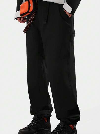 CAMEL CROWN Men's Outdoor Pants, Windproof Woven Sports Pants, Men's Drawstring Workwear Pants, Fashionable Casual Pants