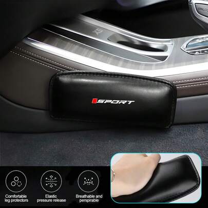 Miếng đệm đầu gối ô tô có logo "SPORT", làm bằng da bền, có thể dùng làm đệm tay vịn cửa xe, hỗ trợ chân và khuỷu tay, chống va đập và giảm xóc, phụ kiện hỗ trợ đùi thoải mái cho bảng điều khiển trung tâm nội thất xe hơi, đa năng, màu đen cá nhân hóa.