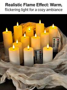 4/8pcs Battery Operated LED Candles, Flameless, With Remote Control, Suitable For Home, Halloween, Christmas, Party, Wedding, Dining Table - White - View 3