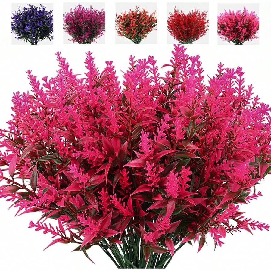 3/12 piezas Flores artificiales, regalo del Día de San Valentín y Año Nuevo, decoración de flores realistas para exteriores, resistentes a los rayos UV y sin decoloración, plantas de plástico falsas, decoración de jardín, porche, alféizar de ventana, decoración interior, decoración del hogar, cumpleaños y graduación - Rosa Fucsia - Ver 1