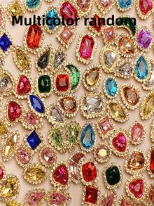 10/30/50 piezas Multicolor Lágrima Gota Rhinestone Adornos con Respaldo de Metal Dorado, Gemas Acrílicas Brillantes para Manualidades DIY, Ropa y Decoraciones de Boda - Multicolor - Ver 8