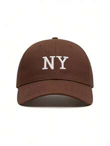 1pc Women Street Style Fashionable Embroidered NY Plain Baseball Cap, Spring/Summer Breathable And Daily Outfits Summer Fashion Curved Brim Hat, Y2K Couples Hat - NY - View 11