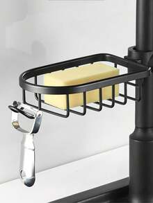 Giá đỡ vòi nước điều chỉnh được, không cần khoan, giá đựng đồ dùng vệ sinh nhà bếp/phòng tắm có móc, giá để đồ dưới bồn rửa có lỗ thoát nước và móc tích hợp. - Nhiều màu - Xem 3