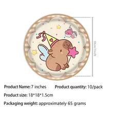 This Capybara 50-Piece Disposable Cutlery Set Includes 10 Dinner Plates, 10 Dessert Plates, 10 Paper Cups, And 20 Napkins. This Convenient Cutlery Set Is Perfect For Camping, Picnics, Garden Barbecues, Baby Showers, Weddings, And Birthday Parties. - Multicolor - View 3