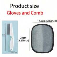 1pc/2pcs Reusable Pet Grooming Gloves, Lint Brush, Fur Remover, Pet Hair Cleaning Tool, Suitable For Cats And Dogs (1pc, 2pcs) - Silver - View 11