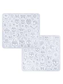 1PC Halloween Skull Earring Silicone Mold DIY Skeleton Pendant Keychain Jewelry Crafts Making Resin Mold - White - View 9