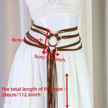 1pc Plus Size Knotted Rope Belt, Suitable For Women, Nordic Witch Waist Chain, Troll Diagonal Waist Belt, Shaman Pagan Viking Accessory, Bohemian Renaissance Market Waist Rope, DIY Waist Rope - C - View 6