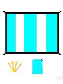 1pc New Edged 5-Color Patchwork Beach Blanket, Outdoor Beach Mat/Portable Picnic Pad, Suitable For Beach, Seaside, Garden, Yard, Park, Travel, Camping, Outdoor Gatherings, Birthday Parties. Can Be Used As Valentine's Day Girlfriend Gift, Family Outdoor Travel Gear, Lightweight Beach Essential (Includes 4 Pegs And Storage Bag) - A - View 11
