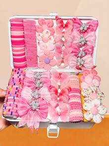 191件/套可爱多巴胺发饰套装，包含蝴蝶结、花朵、印花蝴蝶结和其他可爱元素 - 适合女孩和女士，满足日常、派对和其他场合的造型需求，发型套装，头部饰品 - 彩色 - 查看 10