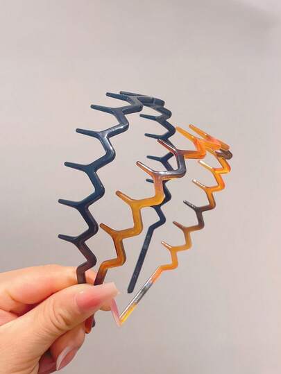 2件套女士极简波浪发带套装 - 宽松柔软弹力SPA发带，适用于护肤、沐浴和瑜伽；优雅防滑发带，适合日常造型和送礼（粉色/米色）