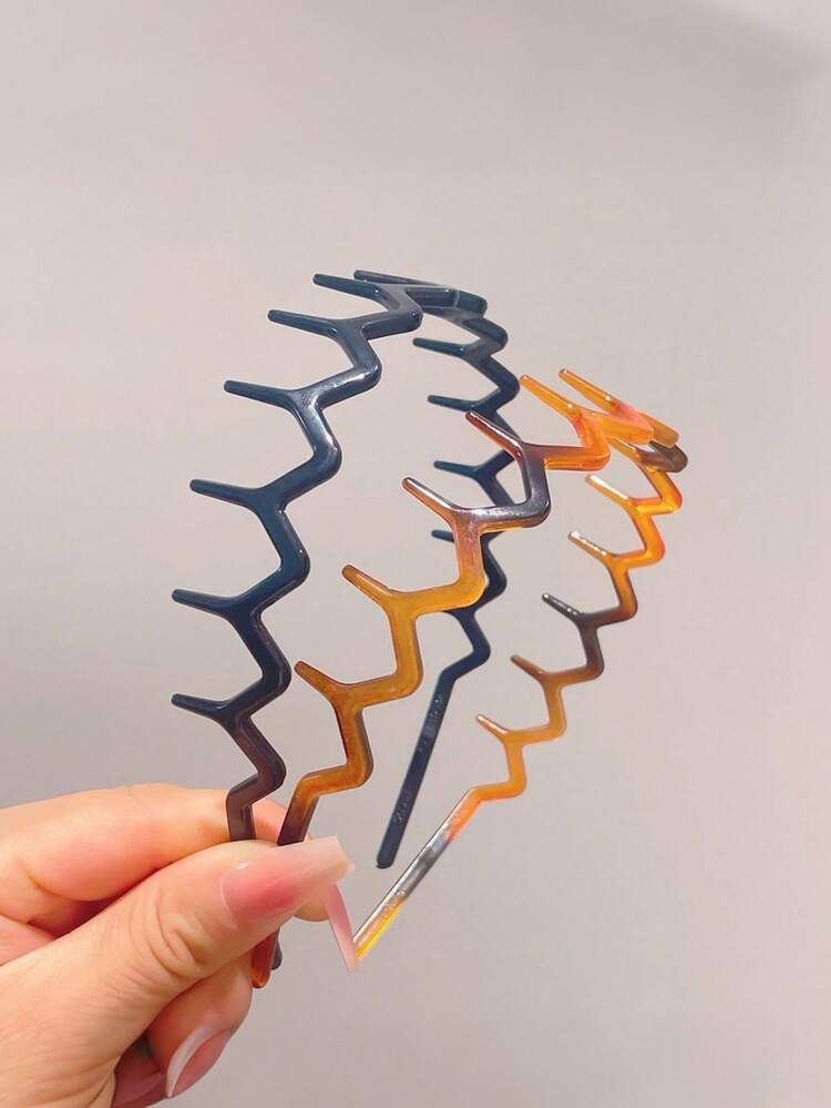 2pcs Women Minimalist Wavy Headband Set - Loose Soft Elastic SPA Headband For Skincare, Bathing And Yoga; Elegant Non-Slip Headband For Daily Styling And Gift (Pink/Beige) - Multicolor - View 5