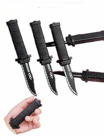 3pcs Multi-Style Mini Plastic Retractable Knife Prank Toys, Spring Loaded Fake Knife Gag Gifts, Party Favors & Performance Props