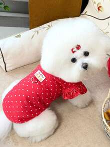 1pc Spring/Summer New Pet Princess Dress, Red Polka Dot Dog/Cat Princess Tulle Dress, Comfortable Versatile Pet Vest, Suitable For Poodle, Teddy, Maltese, Chihuahua And Other Medium/Small Pets For Daily Wear, Party, Home, Outdoor - Multicolor - View 6