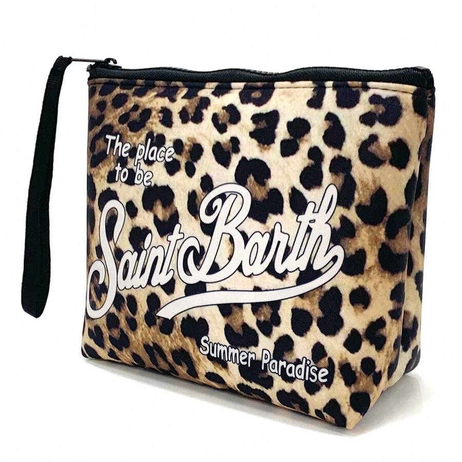 All-In-One Travel Toiletry Bag, S-Saint B-Barth Material, Portable Striped Toiletry Bag, Cosmetic Bag, Handbag, Cosmetic Bag, Waterproof Travel Bag, Travel Organizer With Zipper, Lightweight Makeup Case, Unisex Travel Gift. - 棕色 - 查看 1