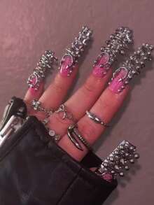 2Box 3D Halloween Mixed Punk Metal Rivet Nail Art Charms 9/10/11mm Silvery&Gun Black Cone Spike Studs DIY Manicure Rivet*-6Grids 30pcs/Boxed - Multicolor - View 6