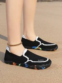 女士休闲户外鞋，透气鞋，速干防滑鞋，沙滩鞋，游泳鞋，水鞋 - 黑與白 - 查看 5