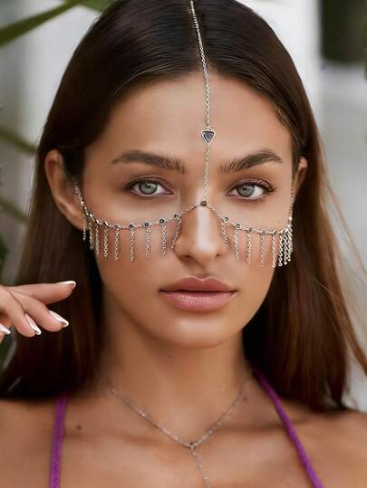 1 pieza Nuevo tocado con flecos, diadema minimalista con diamante de imitación, accesorio de cabello de diseño único bohemio para mujeres