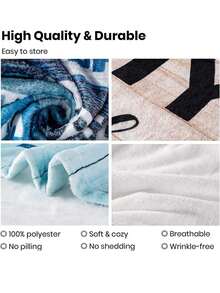 1pc Custom Name I Love My Mama Blanket, Blue Splatter Varsity Letter Flannel Throw, Personalized Mother's Day Gift For Mom - Style 2 - View 10