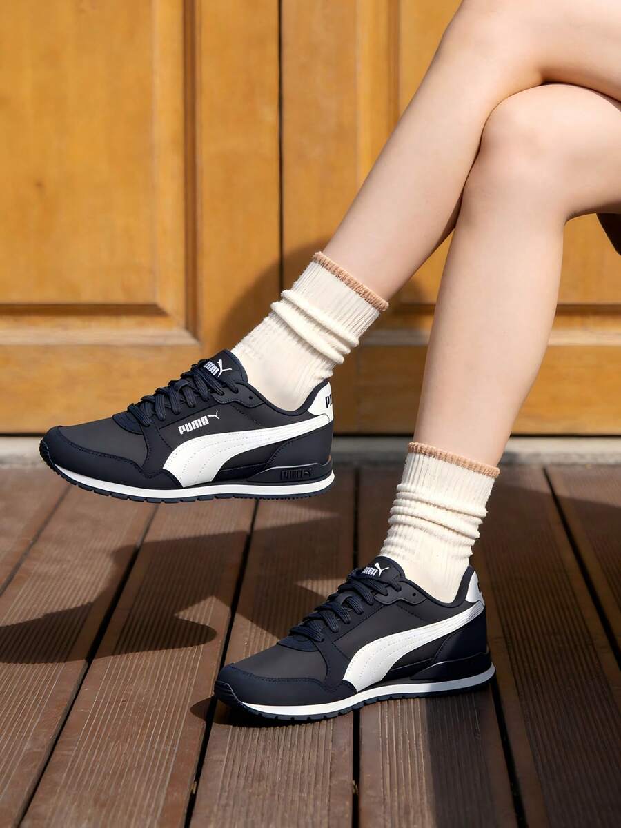 Puma ST Runner V3 NL Retro Running Shoes, Unisex Breathable Lightweight Comfortable Casual Sneakers 384857-02 - Midnight Blue-white - View 1